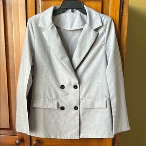 SHEIN Gray Double-Breasted Blazer